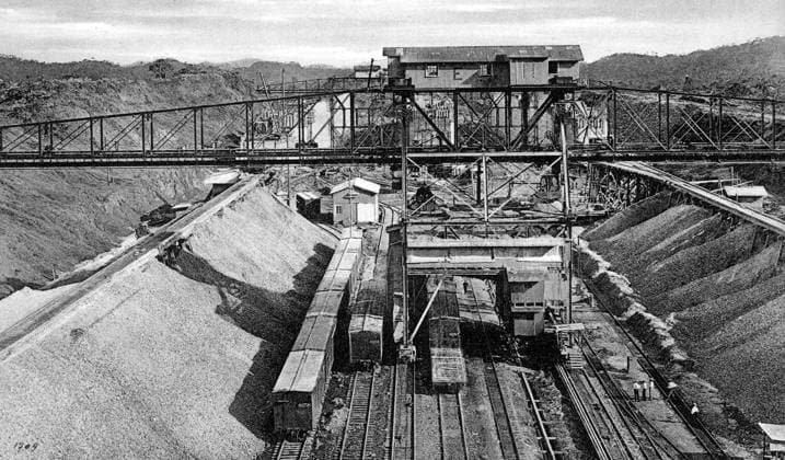 PANAMA CANAL, c1910. View from the top of Berm Crane, looking south, at Pedro Miguel Locks on the Panama Canal. Photopostcard, c1910.  Copyright: xGRANGERx xGRANGERx 0091328