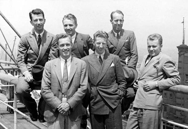 U.S. TENNIS TEAM, 1936. Members of the 1936 United States Wimbledon team en route to England. Top row: John Van Ryn, Bryant M. Grant, Wilmer Allison, Jr. Bottom: Harald Surface, J. Donald Budge, C. Gene Mako.  Copyright: xGRANGERx xGRANGERx 0097959