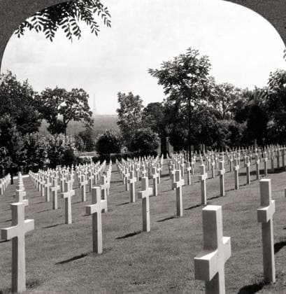 FRANCE: AMERICAN CEMETERY. American military cemetery built after World War I at Suresnes, France, overlooking Paris. Stereograph, c1918.  Copyright: xGRANGERx xGRANGERx 0099699
