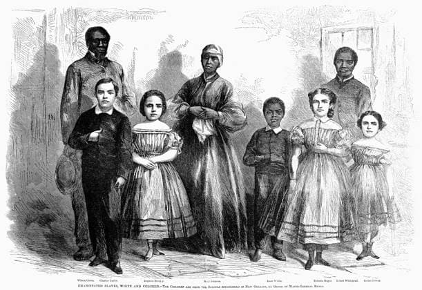 CIVIL WAR: FREED SLAVES. Slaves freed at New Orleans by Major General Nathaniel P. Banks of the Union Army. Wood engraving, 1864.  Copyright: xGRANGERx xGRANGERx 0101456