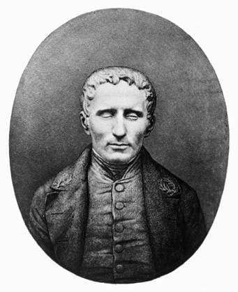 LOUIS BRAILLE (1809-1852). French teacher of the blind. Undated lithograph after a daguerreotype taken shortly after his death in 1852.  Copyright: xGRANGERx xGRANGERx 0106471