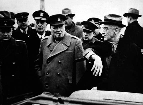 CHURCHILL & ROOSEVELT. Prime Minister Winston Churchill and President Franklin D. Roosevelt at the Yalta Conference, Soviet Union, February 1945.  Copyright: xGRANGERx xGRANGERx 0108206