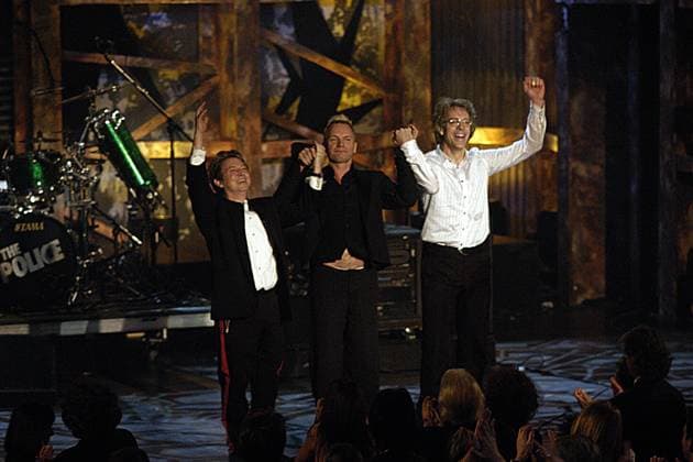 18TH ANNUAL ROCK AND ROLL HALL OF FAME INDUCTION NY ANDY SUMMERS, STING AND STEWART COPELAND FORMERLY OF THE POLICE AT THE ROCK AND ROLL HALL OF FAME FOUNDATION S 18TH ANNUAL INDUCTION CEREMONY. WALDORF ASTORIA. NEW YORK CITY. 10 MARCH 2003. PICTURES UCAL, Credit:Kristin Callahan Avalon 0537497933