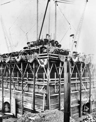 STATUE OF LIBERTY, 1884. Ceremony at the laying of the cornerstone for the Statue of Liberty on Bedloe Island in New York Harbor, 5 August 1884.  Copyright: xGRANGERx xGRANGERx 0125168