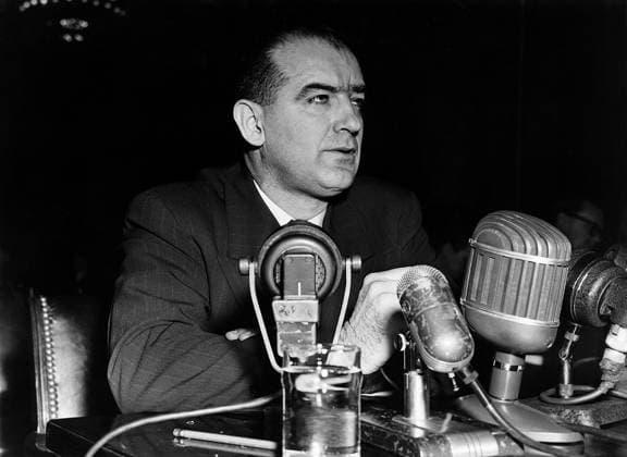 JOSEPH McCARTHY (1908-1957). American politician. Senator McCarthy testifies in front of a Senate foreign relations subcommittee to hear his charges that Communists had infiltrated the State Department. Photograph, 8 March 1950.  Copyright: xGRANGERx xGRANGERx 0170469