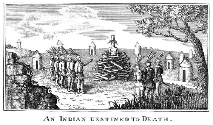 NATIVE AMERICAN PUNISHMENT. Native Americans preparing to burn another at the stake. Copper engraving from William Fisher s An Interesting Account of the Voyages and Travels of Captains Lewis and Clarke, Baltimore, 1813.  Copyright: xGRANGERx xGRANGERx 0173358