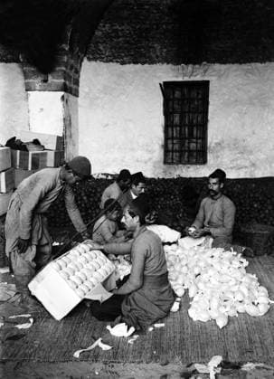 Palestine: Palestinian men packing oranges in crates, Jaffa, c. 1910 Palestine (Arabic: ÙÙ Ø³Ø·ÙäÙÜŽ Filasá¹­Ä«n, Falasá¹­Ä«n, Filisá¹­Ä«n; Greek: Î Î±Î»Î±Î¹ÏƒÏ Î¯Î½Î·, PalaistinÄ ; Latin: Palaestina; Hebrew: ×¤×œ× ×ª×™× × Palestina) is a n ame given to the geographic region between the Mediterranean Sea and the Jordan River. The region is also known as the Land of Israel (Hebrew: ××¨×¥Ö¾×™× ×¨××œ Eretz-Yisra el), the Holy Land and the Southern Levant.<br ><br > In 1832 Palestine was conquered by Muhammad Ali s Egypt, but in 1840 Britain intervened and returned control of the Levant to the Ottomans in return for further capitulations. The end of the 19th century saw the beginning of Zionist immigration and the Revival of the Hebrew l Copyright: xxPicturesxFromxHistoryx