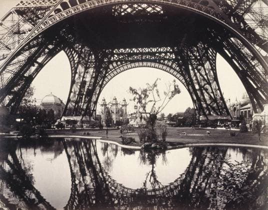 PARIS: EIFFEL TOWER, 1889. A view of the base of the Eiffel Tower and the grounds of the Exposition Universelle of 1889 in Paris, France. Photograph, 1889.  Copyright: xGRANGERx xGRANGERx 0264444