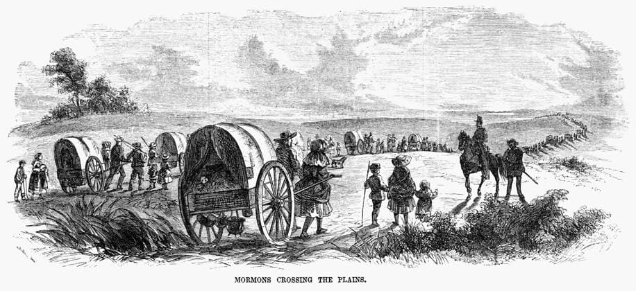MORMONS EMIGRATING, 1856. Mormons crossing the plains. Engraving, 1856.  Copyright: xGRANGERx xGRANGERx 0265771