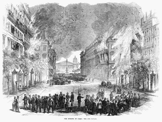 PARIS COMMUNE, 1871. Fires on the Rue Royale in Paris. Engraving, English, 1871.  Copyright: xGRANGERx xGRANGERx 0266060