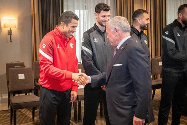Jordanian King Abdullah II, in the presence of Crown Prince Hussein bin Abdullah II, receives the Jordanian football Jordanian King Abdullah II, in the presence of Crown Prince Hussein bin Abdullah II, receives the Jordanian football team and honors the players with the Silver Jubilee Medal, Jordan, 26 March 2024. Royal Hashemite Court apaimages Amman Amman Jordan 250324_Jordan_RPO_00(10) Copyright: xapaimagesxRoyalxHashemitexCourtx xapaimagesx
