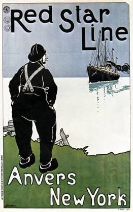 TRAVEL POSTER, 1899. Belgian poster advertising the Red Star Line from Antwerp to New York. Lithograph, 1899.  Copyright: xGRANGERx xGRANGERx 0526611