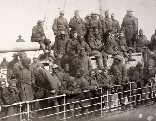 WWI: HOMECOMING, 1919. Troops of the 369th Infantry Regiment (formerly the 15th Infantry New York National Guard) returning home aboard the SS France. Photograph, 1919.  Copyright: xGRANGERx xGRANGERx 0528277