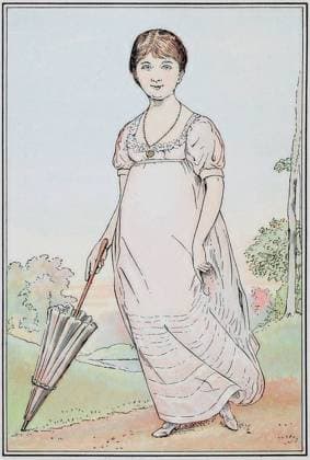 JANE AUSTEN (1775-1817). English novelist. At age fifteen. Illustration after a painting by Johann Zoffany, published in The Novels and Letters of Jane Austen: Sense and Sensibility, Part I, 1906.  Copyright: xGRANGERx xGRANGERx 0528765