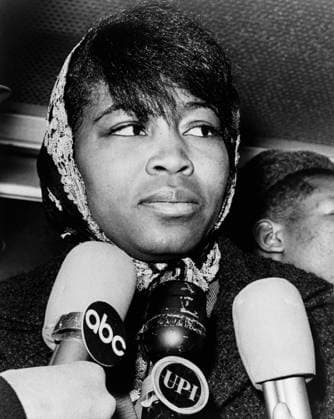 BETTY SHABAZZ (1934-1997). Née Betty Dean Sanders. African American civil rights activist and wife of Malcolm X. After identifying her murdered husband at Bellevue Hospital in New York City. Photograph, 1965.  Copyright: xGRANGERx xGRANGERx 0622149