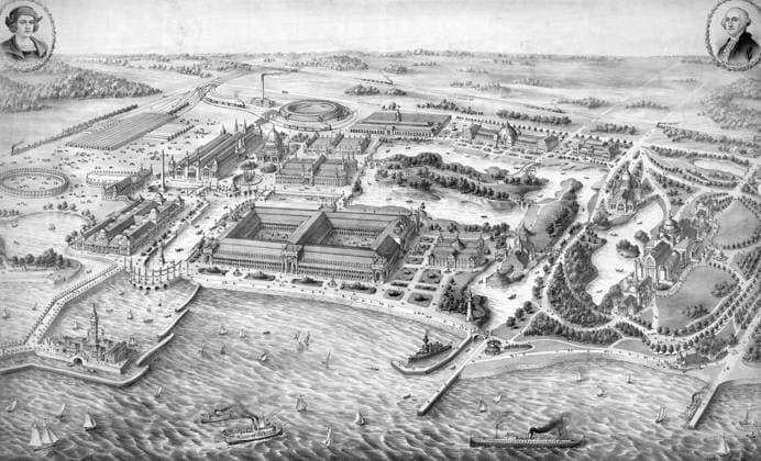COLUMBIAN EXPOSITION, 1893. Birds-eye view of the World s Columbian Exposition in Chicago, Illinois. Print by Kurz and Allison, c1893.  Copyright: xGRANGERx xGRANGERx 0636384