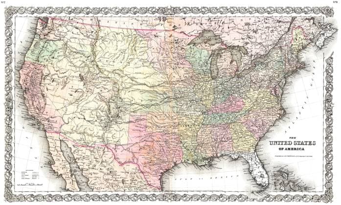 MAP: UNITED STATES, 1855. Map from George Washington Colton s Atlas of the World , depicting the United States from West Coast to East Coast. Map, 1855.  Copyright: xGRANGERx xGRANGERx 0640004