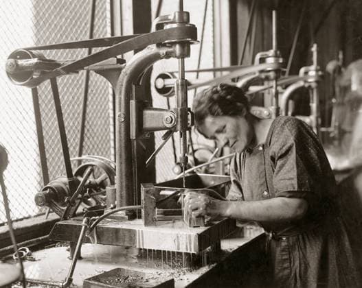 WWI: FACTORY, c1919. A woman at work on Liberty airplane engines at the Packard Motor Car Company in Detroit, Michigan. Photograph, c1919.  Copyright: xGRANGERx xGRANGERx 0645755