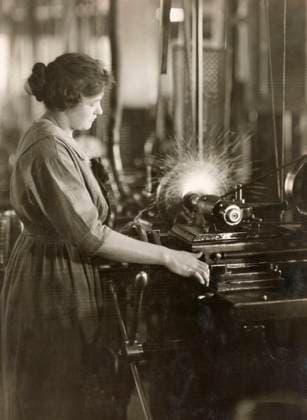 WWI: FACTORY, c1918. A woman at work in the Lincoln Motor Company plant in Detroit, Michigan. Photograph, c1918.  Copyright: xGRANGERx xGRANGERx 0645756