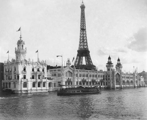 PARIS EXPOSITION, 1889. The Portugal pavilion, the food pavilion, and the Eiffel Tower at the Paris Exposition of 1889. Photograph, 1889.  Copyright: xGRANGERx xGRANGERx 0645765