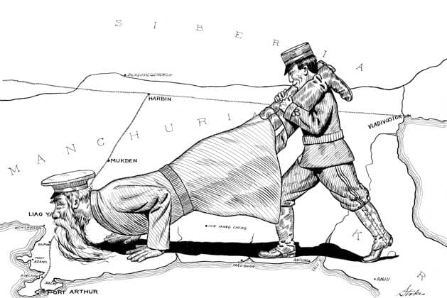 RUSSO-JAPANESE WAR, 1905. Cleaning up in Manchuria. Cartoon drawing by Percy Stokes, 1905.  Copyright: xGRANGERx xGRANGERx 0652962