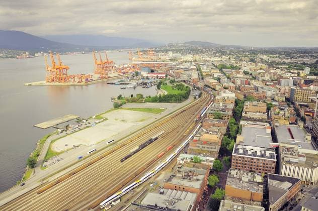 Aerial view of the port, railway station and east city part of Vancouver. Canada. Copyright: xSergeyxBreevx xDesignxPicsx , 32683891 Copyright: ktsimagexTSegundox xDesignxPics 32683891 !ACHTUNG AUFNAHMEDATUM GESCHÄTZT! RECORD DATE NOT STATED