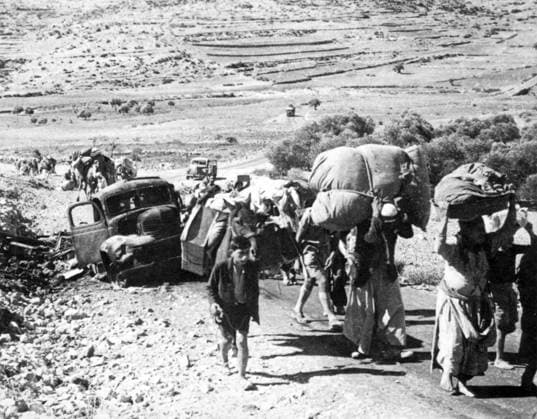 Israel Palestine: Palestinian refugees driven from Galilee by Israeli forces in October November 1948 The 1948 Palestinian exodus, known in Arabic as the Nakba (Arabic: ØßÙ ÙÜÙƒØ¨Ø Ž, an-Nakbah, lit. catastrophe ), occurred when more than 700,000 Palestinian Arabs fled or were expelled from their homes, during the 1947 1948 Civil War in Mandatory Palestine and the 1948 Arab Israeli War.<br ><br > The exact number of refugees is a matter of dispute, but around 80 percent of the Arab inhabitants of what became Israel (50 percent of the Arab total of Mandatory Palestine) left or were expelled from their homes.<br ><br > Later in the war, Palestinians were forcibly expelled as part of Plan Dalet in a policy of ethnic cleansing . Copyright: xxPicturesxFromxHistoryx