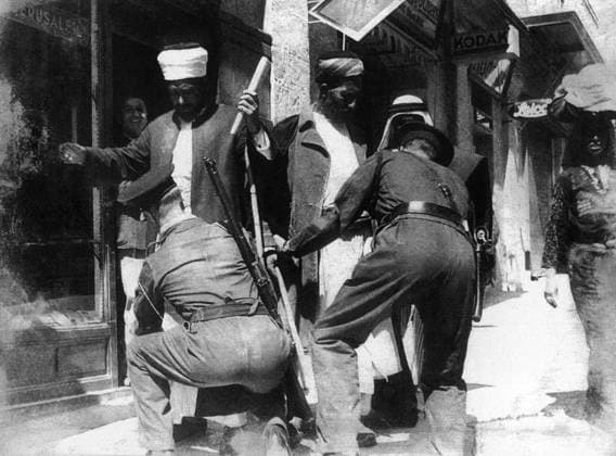 Israel Palestine: Palestinian Muslim elders searched in a Jerusalem street by Israeli forces, 1948 The 1948 Palestinian exodus, known in Arabic as the Nakba (Arabic: al-Nakbah, lit. catastrophe ), occurred when more than 700,000 Palestinian Arabs fled or were expelled from their homes, during the 1947 1948 Civil War in Mandatory Palestine and the 1948 Arab Israeli War.<br ><br > The exact number of refugees is a matter of dispute, but around 80 percent of the Arab inhabitants of what became Israel (50 percent of the Arab total of Mandatory Palestine) left or were expelled from their homes.<br ><br > Later in the war, Palestinians were forcibly expelled as part of Plan Dalet in a policy of ethnic cleansing . Copyright: xxPicturesxFromxHistoryx