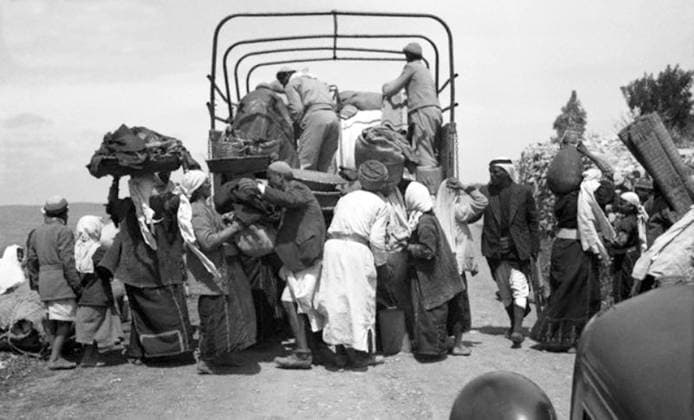 Israel Palestine: Palestinian men, women and children driven from their homes by Israeli forces, 1948 The 1948 Palestinian exodus, known in Arabic as the Nakba (Arabic: al-Nakbah, lit. catastrophe ), occurred when more than 700,000 Palestinian Arabs fled or were expelled from their homes, during the 1947 1948 Civil War in Mandatory Palestine and the 1948 Arab Israeli War.<br ><br > The exact number of refugees is a matter of dispute, but around 80 percent of the Arab inhabitants of what became Israel (50 percent of the Arab total of Mandatory Palestine) left or were expelled from their homes.<br ><br > Later in the war, Palestinians were forcibly expelled as part of Plan Dalet in a policy of ethnic cleansing . Copyright: xxPicturesxFromxHistoryx