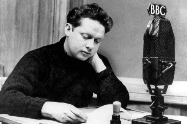 Wales UK: Dylan Thomas, Welsh poet and writer (1914-1953) at the BBC in November, 1948 Dylan Marlais Thomas (27 October 1914 9 November 1953) was a Welsh poet and writer whose works include the poems Do not go gentle into that good night and And death shall have no dominion , the Play for Voices , Under Milk Wood , and stories and radio broadcasts such as A Child s Christmas in Wales and Portrait of the Artist as a Young Dog .<br ><br > He became popular in his lifetime and remained so after his premature death in New York City. In his later life he acquired a reputation, which he encouraged, as a roistering, drunken and doomed poet . Copyright: xxPicturesxFromxHistoryx