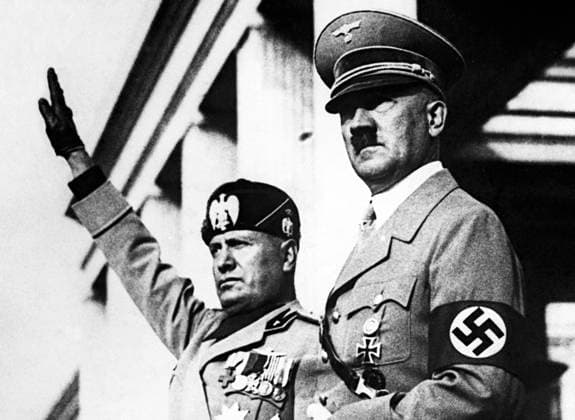 Germany Italy: Adolf Hitler and Benito Mussolini in Munich, September 1937 Adolf Hitler (20 April 1889 30 April 1945) was a German politician of Austrian origin who was the leader of the Nazi Party (NSDAP), Chancellor of Germany from 1933 to 1945, and Führer ( leader ) of Nazi Germany from 1934 to 1945.<br ><br > As dictator of Nazi Germany he initiated World War II in Europe and was a central figure of the Holocaust.<br ><br > Benito Amilcare Andrea Mussolini (29 July 1883 28 April 1945) was an Italian politician, journalist, and leader of the National Fascist Party, ruling the country as Prime Minister from 1922 until he was ousted in 1943.<br ><br > He ruled constitutionally until 1925, when he dropped all pretense of democ Copyright: xxPicturesxFromxHistoryx
