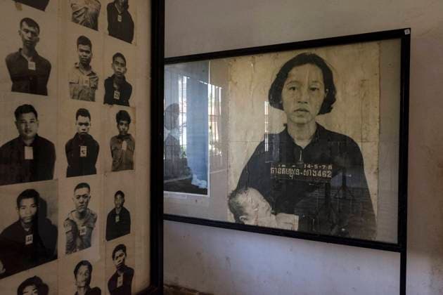 Cambodia: A former Khmer Rouge cadre and her child became victims of genocide in a Khmer Rouge purge (2016) The Tuol Sleng Genocide Museum is a museum in Phnom Penh, the capital of Cambodia. The site is a former high school which was used as the notorious Security Prison 21 (S-21) by the Khmer Rouge communist regime from its rise to power in 1975 to its fall in 1979. Tuol Sleng means Hill of the Poisonous Trees or Strychnine Hill .<br ><br > The Khmer Rouge, or Communist Party of Kampuchea, ruled Cambodia from 1975 to 1979, led by Pol Pot, Nuon Chea, Ieng Sary, Son Sen and Khieu Samphan. It is remembered primarily for its brutality and policy of social engineering which resulted in millions of deaths. Its attempts at agricultural reform Copyright: xOliverxHargreavexOliverxHargreavex xPicturesxFromx