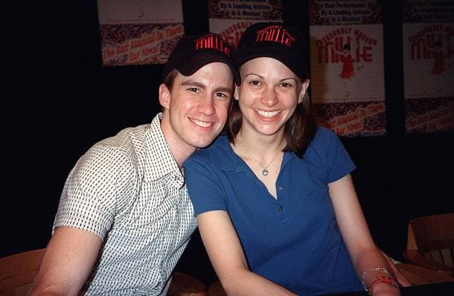 THROUGHLY MODERN MILLIE INSTORE CD SIGNING NY Gavin Creel, Sutton Foster sign Cds for Thoroughly Modern Millie at the Virgin Megastore on Broadway. New York City. 11 June 2002. UAR., Credit:Aubrey Reuben Avalon 0543019042