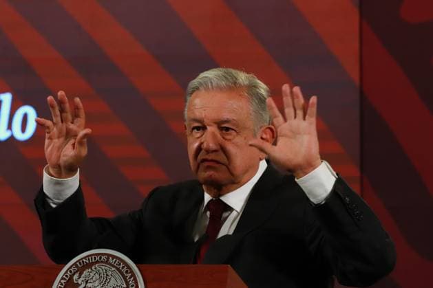 April 3, 2024, Mexico City, Mexico: MexicoÃ¢â‚¬â ¢s President, Andres Manuel Lopez Obrador, gesticulates while answering to media during a briefing conference at National Palace. on April 3, 2024 in Mexico City, Mexico. Mexico City Mexico - ZUMAe321 20240403_zia_e321_008 Copyright: xCarlosxSantiagox