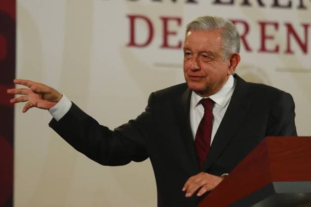 April 3, 2024, Mexico City, Mexico: MexicoÃ¢â‚¬â ¢s President, Andres Manuel Lopez Obrador, gesticulates while answering to media during a briefing conference at National Palace. on April 3, 2024 in Mexico City, Mexico. Mexico City Mexico - ZUMAe321 20240403_zia_e321_013 Copyright: xCarlosxSantiagox