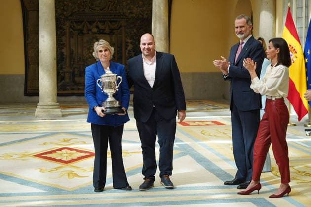 Spanish King Felipe VI and Queen Letizia Ortiz during National Sports awards in Madrid on Thursday, 04 April 2024. Cordon Press 