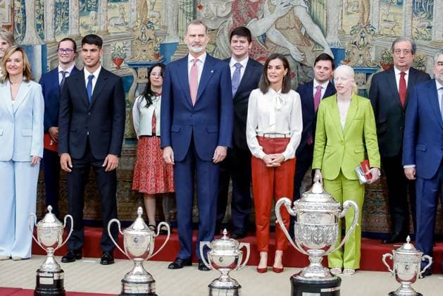 Royals At National Sports Awards - Madrid Queen Letizia of Spain, King Felipe of Spain attend the National Sports awards 2024 at El Pardo palace on the 4th of April of 2024 in Madrid, Spain. Photo by Archie Andrews ABACAPRESS.COM Madrid Spain  Copyright: xAndrewsxArchie ABACAx
