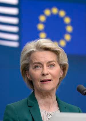 EU-Gipfel am 22.03.2024 : Ursula von der LEYEN , Praesidentin der EU-Kommission EU-Summit on 22.03.2024 : Ursula von der LEYEN , President of EU-Commission *** EU Summit on 22 03 2024 Ursula von der LEYEN , President of the EU Commission EU Summit on 22 03 2024 Ursula von der LEYEN , President of EU Commission
