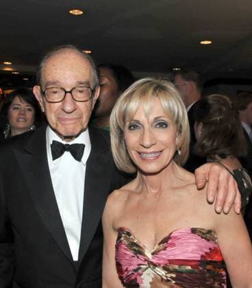 Greenspan Mitchell6341.JPG.RESTRICTED: NO NEW YORK OR NEW JERSEY NEWSPAPERS WITHIN A 75 MILE RADIUS OF NYC..Washington, D.C. - May 9, 2009 -- Alan Greenspan, left, and his wife, Andrea Mitchell attends one of the parties prior to the White House Correspondents Dinner in Washington, D.C. on Saturday, May 9, 2009..Digital Photo by Ron Sachs-CNP-PHOTOlink. Washington DC USA EDITORIAL USE ONLY Copyright: xx RonxSachs-CNP-PHOTOlink.netx phlphotos234417