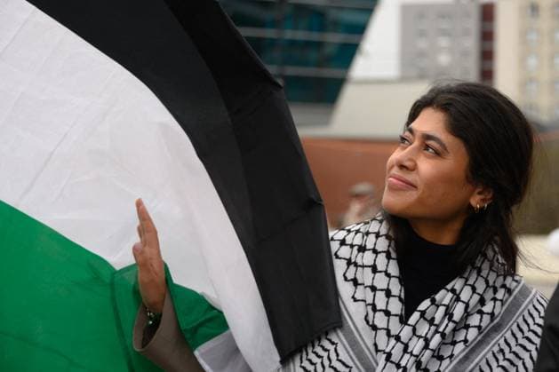 Rally In Support Of Palestine - Argenteuil Rima Hassan, candidate of Palestinian origin, for the European elections on the LFI list at a rally in support of Palestine in Argenteuil, near Paris, France on April 6, 2024. Photo by Pierrick Villette ABACAPRESS.COM Argenteuil Idf France  Copyright: xVillettexPierrick ABACAx