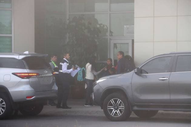 MEXICAN OFFICIALS LEAVE ECUADOR Tababela, Sunday, April 7, 2024 Officials of the Embassy of Mexico, at the Mariscal Sucre Airport, leave Ecuador, from the Protocol Room, bound for their country Photo with fog in the sector Photos Rolando Enriquez API Tababela Pichincha Ecuador POL MEXICAN OFFICIALS LEAVE ECUADOR 74672cce8b6d0599bc72e143d81e74d6 Copyright: xROLANDOxENRIQUEZx