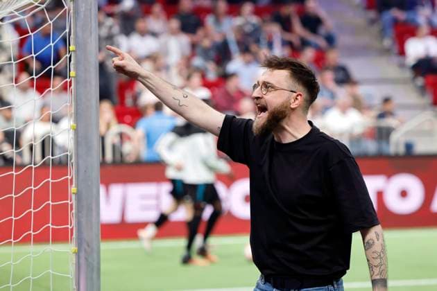 Content Creator Nico Heymer, Team Manager at Team Calcio Berlin, at the Baller League Final Four in the PSD Bank Dome Düsseldorf Düsseldorf, 08 04 2024 NRW Germany Copyright: xChristophxHardtx