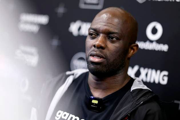 Footballer Hans Sarpei, Team Manager at Team Eintracht Spandau, at the Baller League Final Four in the PSD Bank Dome Düsseldorf Düsseldorf, 08 04 2024 NRW Germany Copyright: xChristophxHardtx