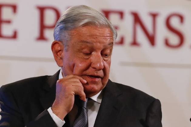 Andres Manuel Lopez Obrador Briefing Conference April 10, 2024, Mexico City, Mexico: Mexico™s President, Andres Manuel Lopez Obrador, gesticulates while answering the questions of the media during his daily briefing conference at National Palace. Copyright: xCarlosxSantiago xEyepixxGroupx CS_10042024_117094