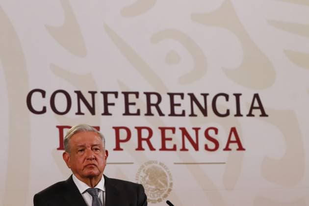 Andres Manuel Lopez Obrador Briefing Conference April 10, 2024, Mexico City, Mexico: Mexico™s President, Andres Manuel Lopez Obrador, gesticulates while answering the questions of the media during his daily briefing conference at National Palace. Copyright: xCarlosxSantiago xEyepixxGroupx CS_10042024_117098