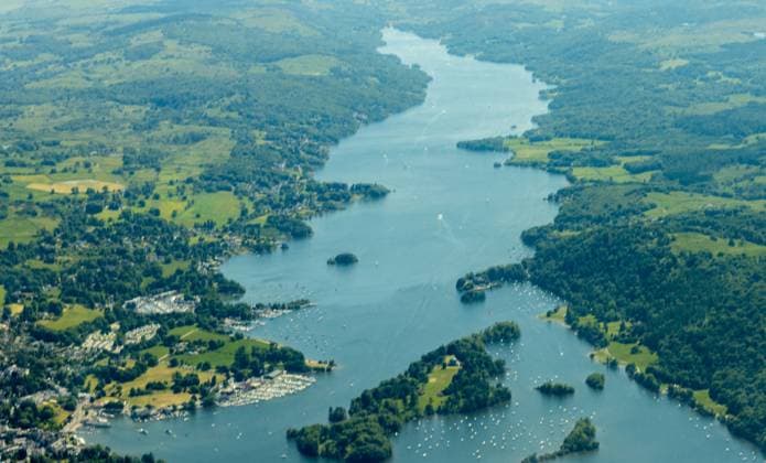 Lake Aerial View One of the millions of lakes around the United Kingdom, seen from above. Copyright: xZoonar.com AndrewxNorrisx 21195978