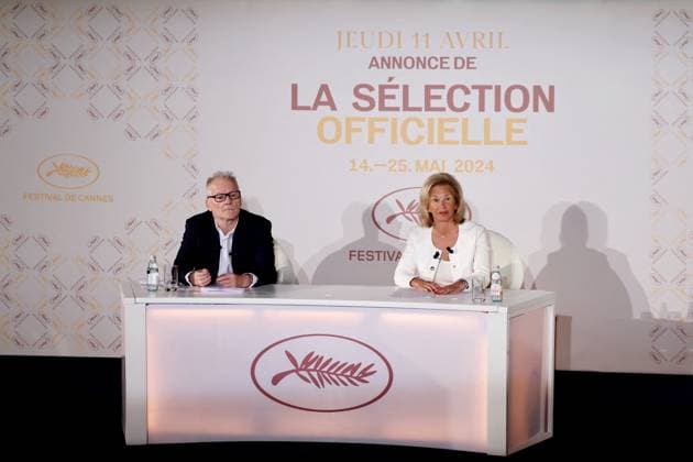 ConfÃ rence de presse pour annoncer la sÃ lection officielle du 77eme Festival de Cannes Ã l UGC Normandie Ã Paris Thierry FrÃ maux, dÃ lÃ guÃ gÃ nÃ ral du festival de Cannes, Iris Knobloch, prÃ sidente du festival de Cannes lors de la confÃ rence de presse pour annoncer la sÃ lection officielle du 77eme Festival de Cannes Ã l UGC Normandie Ã Paris le 11 avril 2024. Dominique Jacovides Bestimage Press conference to announce the official selection of the 77th Cannes Film Festival at the UGC Normandie in Paris on 11 April 2024. Paris France  Copyright: xDOMINIQUExJACOVIDESx xBESTIMAGExDOMINIQUExJACOVIDESx xBESTIMAGEx