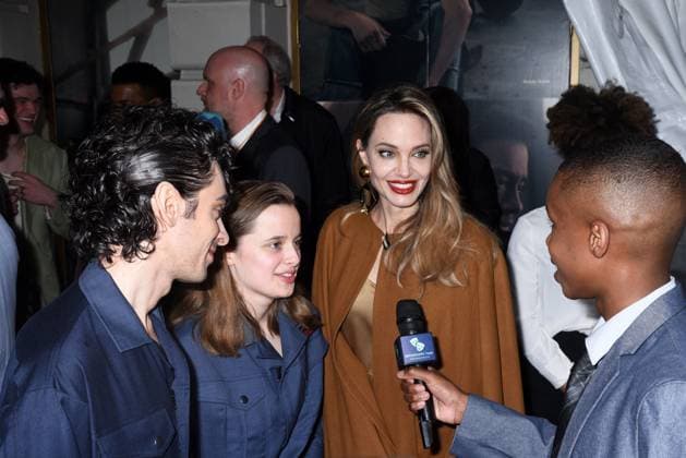 Angelina Jolie is seen attending the opening night of ?The Outsiders? at The Bernard B. Jacobs Theatre. Featuring: Vivienne Jolie-Pitt, Justin Levine, Angelina Jolie Where: New York City, New York, United States When: 11 Apr 2024 Credit: Darla Khazei INSTARimages EDITORIAL USE ONLY. NOT FOR USE BY NEWSPAPERS BASED IN THE UK. Copyright: xDarlaxKhazeix instar53635139