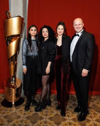 The DEUTSCHE FILMAKADEMIE invites you to the nominee evening of the GERMAN FILM AWARD 2024 Bayan Layla, Milena Aboyan, Matthias Greving and Emina Smajic at the Lola nominee evening of the German Film Award 2024 at Bar Brass on April 13, 2024 in Berlin Copyright: xEventpressxKochanx
