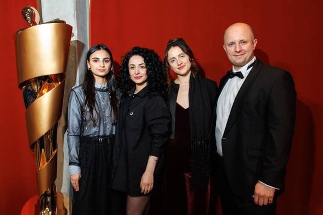 The DEUTSCHE FILMAKADEMIE invites you to the nominee evening of the GERMAN FILM AWARD 2024 Bayan Layla, Milena Aboyan, Matthias Greving and Emina Smajic at the Lola nominee evening of the German Film Award 2024 at Bar Brass on April 13, 2024 in Berlin Copyright: xEventpressxKochanx